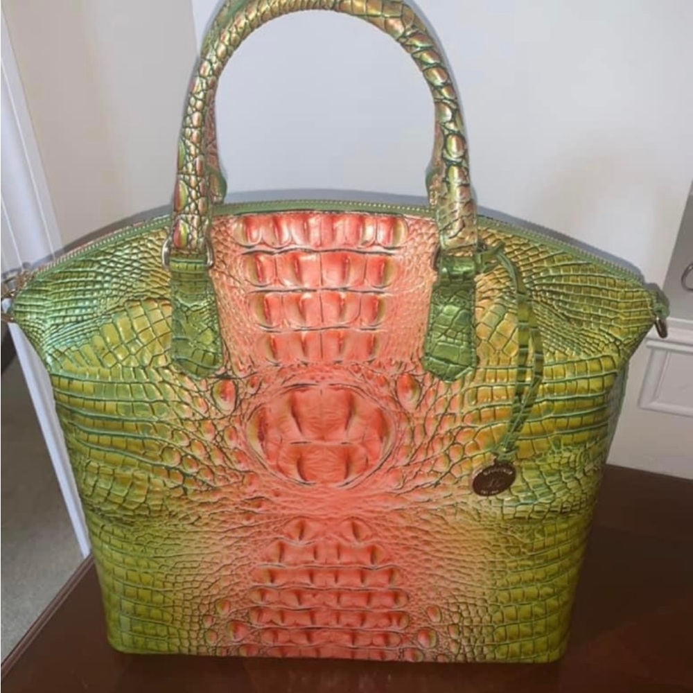 Authentic Brahmin Duxbury Satchel Limeade Ombré Like New